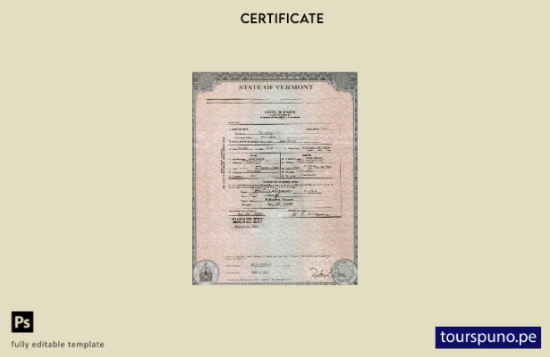 Plantilla de certificado de nacimiento del estado de Vermont de EE. UU. lista pa